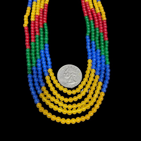 5 Row Jade Multi-Color Necklace - Picture 5 of 5